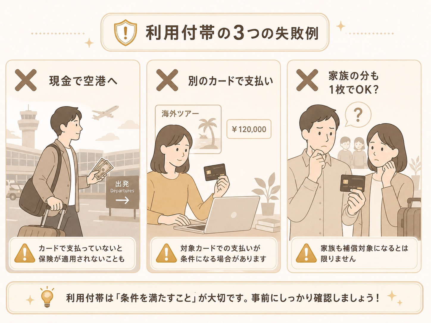 海外旅行保険の利用付帯でやりがちな3つの失敗例