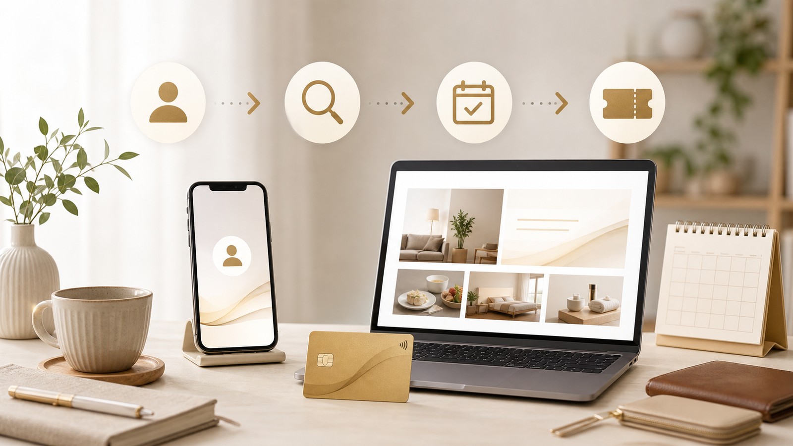 MyJCBからクラブオフを使う流れ。ログイン、会員登録、施設検索、クーポン利用の4ステップ