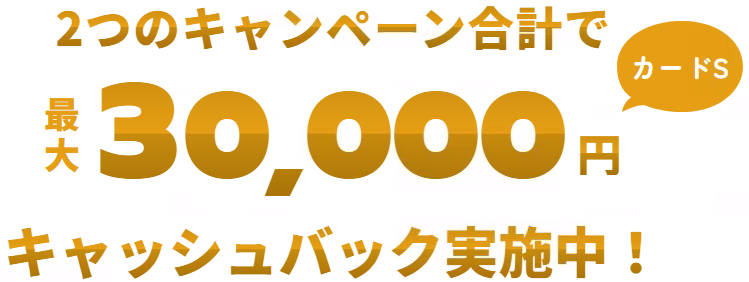 最大30,000円キャッシュバック実施中